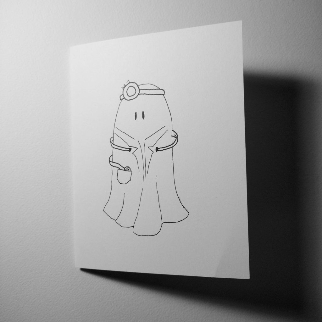 Day 16 of Inktober: a ghost dressed as a doctor